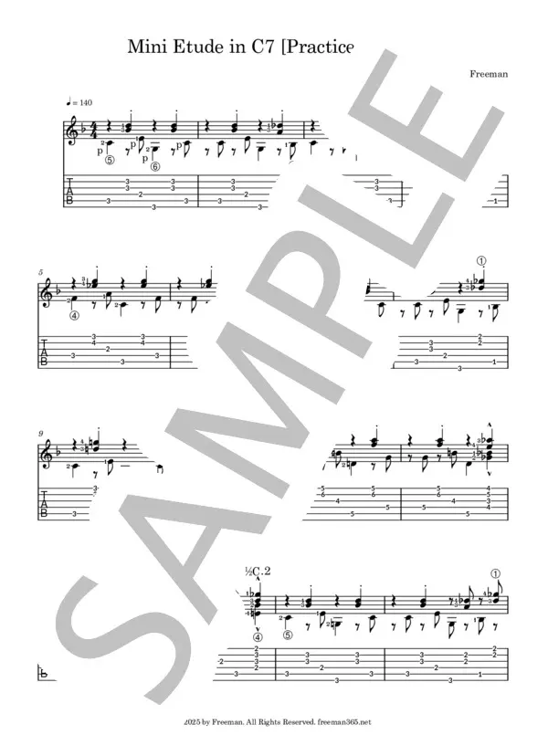 Classical Guitar Practice Mini Etude Sheet Sample